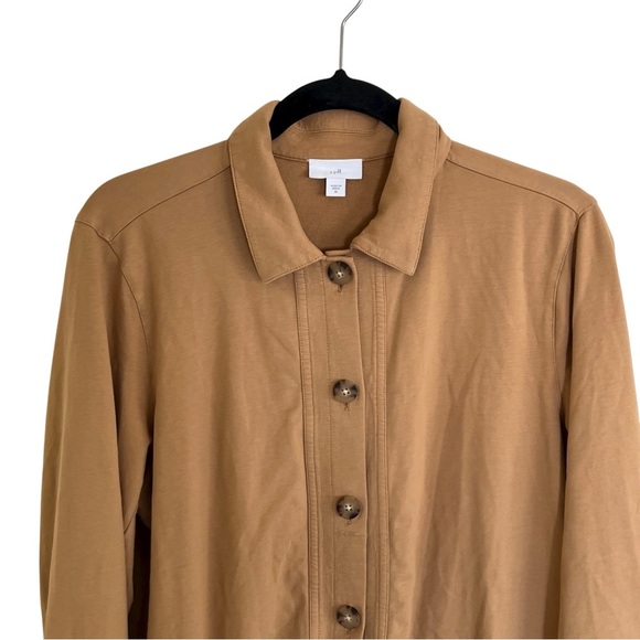 J Jill Tan Knit Modern Barn Jacket Medium - Picture 3 of 12